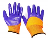 Перчатки нейлон полный(3/4) нитрил облив оранж-фиолет. (12/960) (ЕГ)
